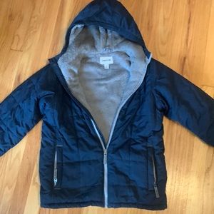 Lands end boys cozy winter jacket coat size large 14-16 navy